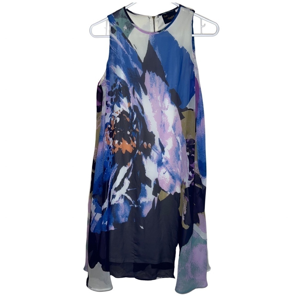 Just …Taylor Abstract Watercolor Lined Dress Size 8